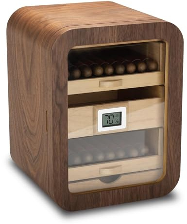 CIGARLOONG Zigarrenhumidor-Schrank aus Zedernholz, 4 Ebenen, großes Fassungsvermögen, Schrank für 110 Zigarren, inklusive Befeuchter und Hygrometer, luxuriöses Geschenk für Zigarrenliebhaber (Braun)