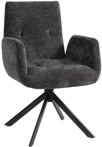 HOMCOM Sessel Drehbar mit Armlehne Wolle-Leinenoptik Modern Schwarz