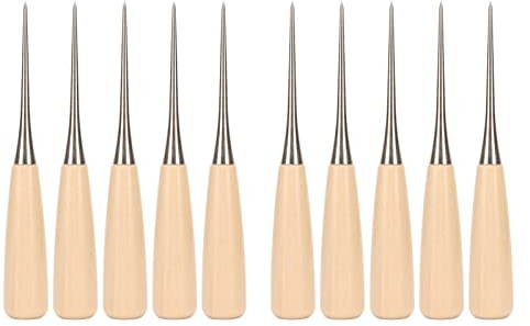 Punteruolo con manico in legno Punteruolo in acciaio inossidabile Punteruolo antigraffio in pelle Cucito fai da te Rilegatura di libri per la casa