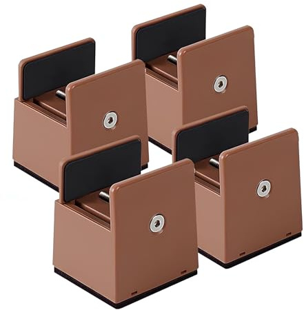 WATAOW Lot de 4 Réhausseur de Lit Robuste avec Serre-Joints Réglables, Rehausseur Meuble pour Canapés Chaises Bureaux, Chargeable Jusqu'à 200kg(Brown,5cm Raise,3.5-5cm Width)