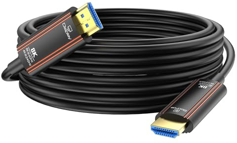 Anehmeta Glasfaser HDMI Kabel 15Meter, 8K Langes HDMI 2.1 Kabel 48Gbps Ultra High Speed Unterstützt 8K@60Hz 4K@240Hz HDR10/eARC/HDCP 2.2&2.3/3D Kompatibel mit PS5 Xbox HDTV Monitor Projektor