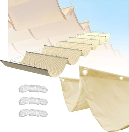 BESTXH Vela Parasole Retrattile A Onda, Telo Ombreggiante Impermeabile per Esterni E Giardino, Tenda Parasole E Copertura con Protezione UV al 95% E Corda, Ideale per Cortili,06,2x9m(BxL)
