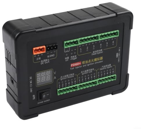 Simulador de encendido de inyección de combustible PD60, para mantenimiento de ECU, inyector de 12-24 V y probador de bobina con adquisición de datos CAN, voltímetro y pantalla de amperímetro, para
