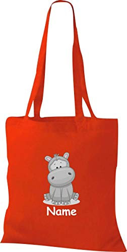 Shirtinstyle Stoffbeutel Tasche, Tiermotiv Nilpferd mit Wunschnamen, Natur Zoo Tiere Animal, Geschenk, Baumwolltasche, Logo, Spruch, Verwandschaft, Motiv, Farbe Schwarz