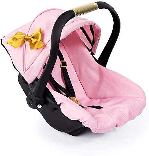 Bayer Design 67990AA Puppen-Autositz EasyGo, Puppenzubehör, passend zu Vario-Puppenwagen, mit Abdeckung, rosa, Gold mit Schleife, 46 cm