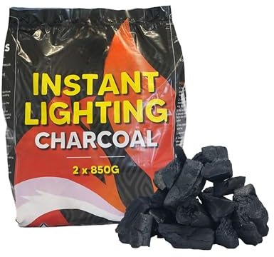 AMOS Instant Light Barbecue Charcoal 2 x 850g BBQ Grill Coal Bags
