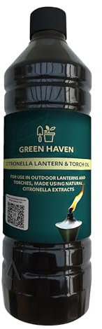 CUQOO 1L Scented Citronella Oil for Garden Burners - 1 Pack Insect-Repelling Torch & Lantern Oil Outdoor Use, Garden Citronella for Tiki Torches, Burners & Lamps, Patios, BBQs, Camping