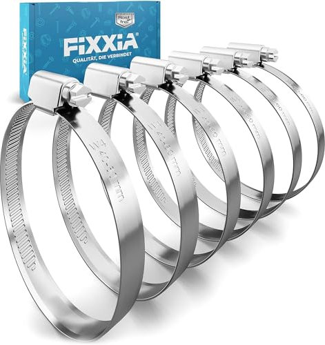 FIXXIA 10x Schlauchschellen Edelstahl, Größen wählbar: ⌀ 8-16mm, 16-25mm, 25-40mm, 40-60mm, Schraubschelle rostfrei, Waschmaschinenschellen, Bad, KFZ, Garten, Pool (40-60mm)