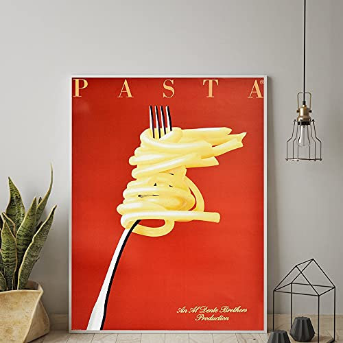 Leinwand Wandkunst Vintage italienische Pasta Retro Essen und Trinken Italien Cafe Restaurant Print Poster Moderne Leinwand Malerei Küche Dekoration Rahmenlos