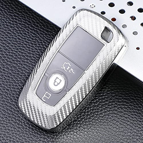 ontto Autoschlüssel Hülle Passt für Ford Ecosport Focus Fiesta Mondeo Kuga Fusion Mustang Explorer Edge? Schlüsselcover TPU Schlüsselhülle Schlüsselanhänger Schlüssel Schutz Etui 2/3/4/5 Taste-Silber