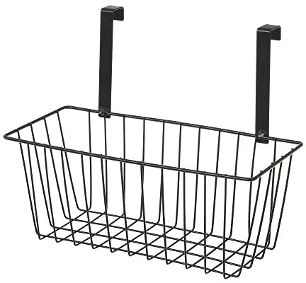 Cesta Colgante con Rejilla Negra de Metal de 28x12x22 cm