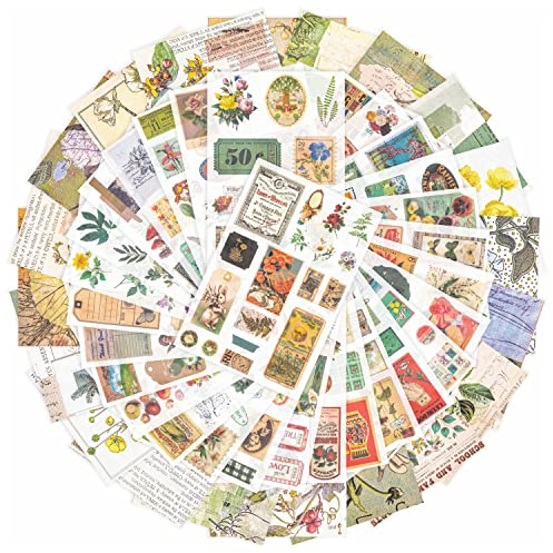 50 pagine Vintage Scrapbook Sticker e Scrapbook Paper decorativo Washi Sticker Retro Decoupage Paper Sticker Book per adulti Scrapbook Supply per la creazione di biglietti di journaling (Lime)