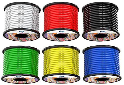 12 AWG, 3,3 mm², silikon, elektrisk trådkabel, 6 färger, 6 x 3 meter, mjuk och flexibel, syrefri, hög temperatur, beständig, förtennad koppartråd