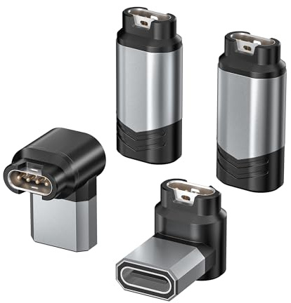 RUXELY Chargeur Adaptateur USB C vers Garmin Montre 4 Pack | 90 Degrés Type C Câble Chargeur Connecteur pour Garmin Fenix 8 E 7 6,Cirqa,Forerunner 70 170 970 570 265,Venu 4,Vivoactive 6