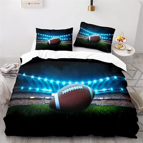 Housse de Couette 240x260 Rugby Vert Parure de lit Toutes Les Saisons Élégant Microfibre Housse Couette avec 2 Taies d'oreillers 65x65cm Adaptées aux Décoration D'intérieur