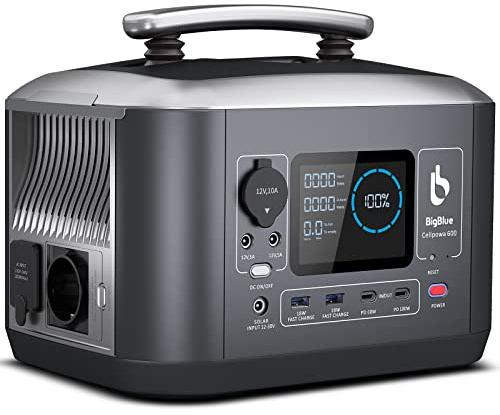 BigBlue 537,6Wh Générateur Électrique Solaire Portable CP600, 1 Sortie CA 600W (1200W Crête), Station Électrique avec LPF Batterie de Secours, Charge Rapide & ASI, 8 Prises pour Urgence Camping Voyage