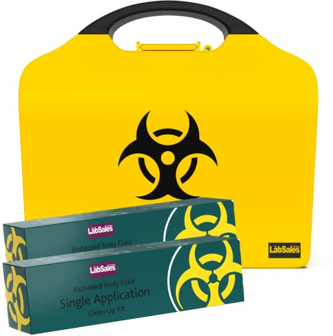 Labsales - Kit di pulizia per liquidi corporei, per vomito, sangue, urina malata e muco, custodia luminosa in plastica riciclata al 100%, confezione da 2