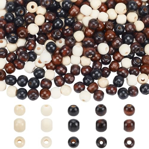 PandaHall 300 Stück Bastelperlen Aus Holz Gefärbte Natürliche Holzperlen Lose Perlen Hölzerne Makramee Perlen Abstandshalterperlen Mit 3 mm Loch Für Armband Halskette Makramee Vogelschaukel