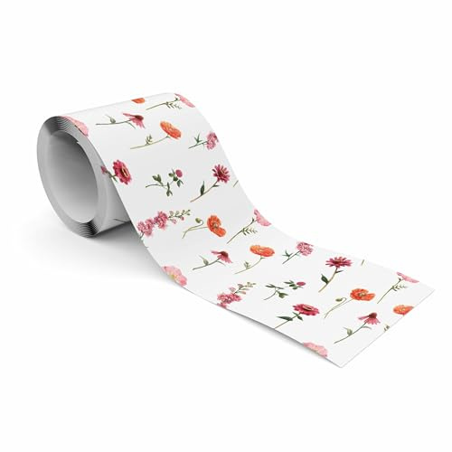 Muralo Bordüre Selbstklebend Zarte Wildblumen, Wandbordüre - 10x300 cm | Tapetenbordüre, Modernes Design, UV-beständig, halbmatt, glatt und abriebfest - ideal für Wohnzimmer und Schlafzimmer