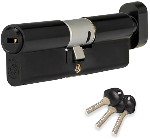 XFORT Colossus Matt Black 3 Star Kitemarked Thumb Turn Euro Cylinder Lock 40EX/40T (80mm), British Standard TS007 Anti-Snap Barrel Lock, Upvc Door Lock.