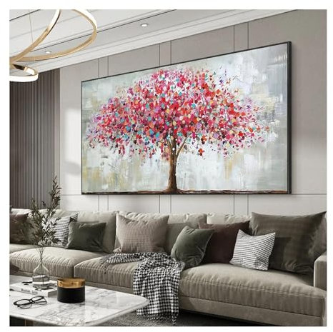 KQZVCU Dipinti di arte della parete dell'albero della vita su tela Astratta moderna Poster e stampe Immagine per soggiorno Decorazioni per la casa 60x120 cm con cornice