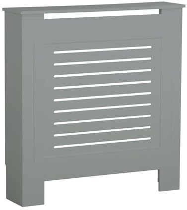 URBNLIVING Modern Wooden Radiator Cover MDF Grill Shelf Cabinet Furniture (Grey, Small)