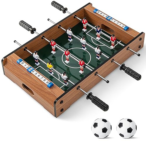 RELAX4LIFE Mini Calcio Balilla con 4 Aste, Segnapunti e 2 Palline, per Bambini e Adulti, per Feste (Modello 1)