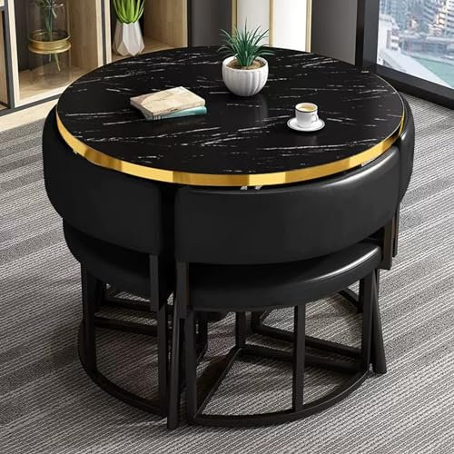 WRYsqbhjyb Esstisch Rund und Stühle, Freizeit-Couchtisch für Das Esszimmer in der Küche, Platzsparend, Bartisch für Wohnzimmer, Esszimmer, Empfangsraum (Color : J, Size : 31.4in)