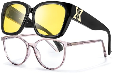 LVIOE Nachtfahrbrille Damen Polarisierte TAC-Linse, Blendfreier Scheinwerfer für Sicheres Fahren bei Nebel und Nacht, Polarisiert für Verbesserte Sichtbarkeit