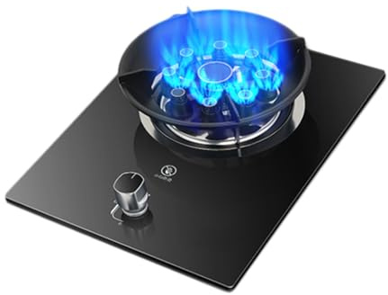 Cuisinière À Gaz 1 Brûleur, Cuisinière À Gaz De Camping 5,2 KW, Cuisinière De Comptoir De Cuisine, Support À Casseroles En Fonte En Verre Trempé, Avec Protection Contre Les Flammes, For À Domicile(NG)