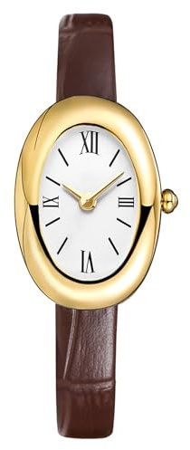 MASTOP Bracelet Watch for Women - Elegant 24mm Oval Dial Bangle Watch - Gold Jewelry Style Quartz Wristwatch - Gift for Her (Coffee A)