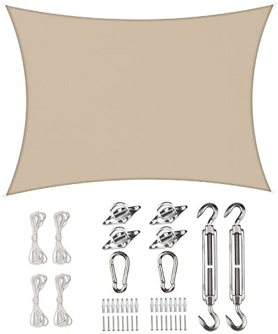 Wasserdichter 3 x 4 m Gartenschirm für Terrassen und Hinterhöfe, Sonnenschutz und wetterfest, in Khaki