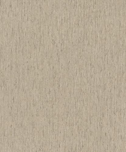 Rasch Vliestapete Holzmaserung 'Back To Nature' - Ausgefallene Vinyl-Tapete Uni in Grau Braun für ein wohnliches Wohnambiente - Robust und Abwaschbar - 10,05 m x 0,53 m
