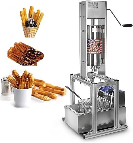 Commercial Churros Maker, Stainless Steel Vertical Donut Machine with Electric Deep Fryer and Molds for Restaurant and Home Use