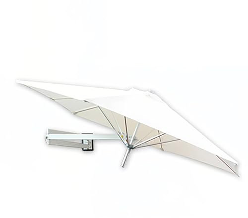 Ombrellone A Muro da Balcone Regolabile in Altezza E Ad Angolo, Ombrellone da Parete Richiudibile con Palo in Metallo, Anti UV, Ombrellone da Giardino 220/250cm(Beige,250cm/8.2ft)