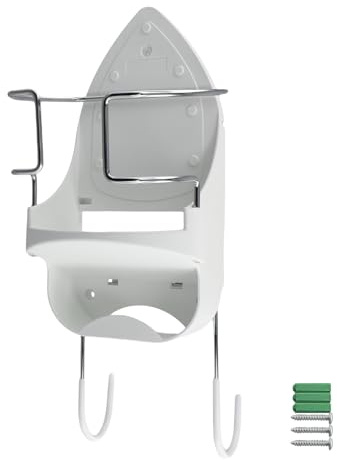 Zhemessy Colgador para Tabla de Planchar Soporte de la Pared para Plancha EléCtrica Estante Organizador de Almacenamiento para Tabla de Planchar y Plancha con ExtraíBles-2