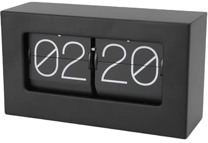 SIXRUN Retro Flip Clock mit automatischem Seitenwechsel, mechanische Tischuhr aus rostfreiem Stahl für Zuhause und Büro, elegant und praktisch