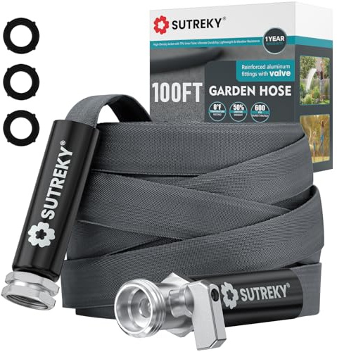 100ft Garden Hose, Ultra Lightweight All-Weather Water Hose, Durable & Flexible, Built-in Valve, Leak-free Connections, TPU Water Hose, Drinking Water Safe