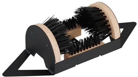 Relaxdays Gratte-Pieds avec brosses Tout Autour, paillasson extérieur, Poils Solides, Fixation au Sol, Noir/Naturel