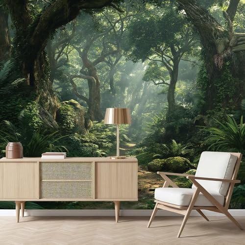 Gaqinhh Feuilles Forêt Tropicale Nature Papier Peint Panoramique, Paysage Forêt Tropicale Papier Peint Intissé, Tapisserie Murale Cuisine Salle de Bain, Décoration Murale Chambre, 150 x 105 cm