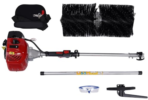 Spazzatrice a benzina 52 CC 2,3 CV, scopa a benzina, con rullo e tracolla da 23 x 52 cm, spazzaneve portatile per grandi superfici, con occhiali di protezione e set di attrezzi