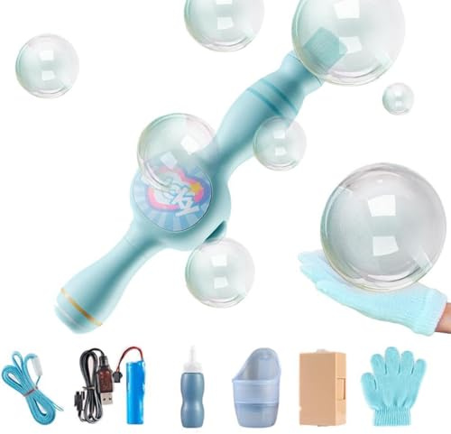 Smoke Bubble Machine Wand, Kids Magic Bubble Gun Toy with Fog Effect, Automatic Soap Blower Outdoor Games Party (blue)