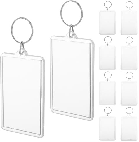 BESPORTBLE 50 Llaveros Portafotos Transparentes de Plástico Resistente con Marco Hueco Creativo para Manualidades, Regalos y Decoración Diy, Colgantes en para Inserción de Imágenes