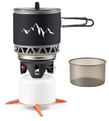 Odoland 1,2-Liter-Wärmetauscher-Rucksackkocher-Set mit Schnellkochfunktion und präziser Temperaturregelung für Wanderungen und Camping