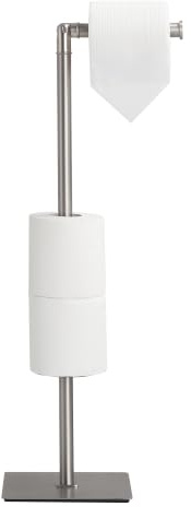 BGL WC-Papierhalter Standfuß, Gebürsteter Edelstahl, Quadratischer Boden | 304 Edelstahl, Freistehend, Eckiges Design, Rostfrei, Pflegeleicht