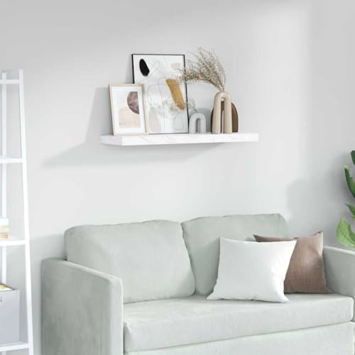 DYRJDJWIDHW Wandregal Weiss Marmor 80 x 23,5 x 4 cm Holzwerkstoff Schweberegal Wohnzimmer Deko Wandboard stabil Dekoration Bad Kueche Regal Schlafzimmer