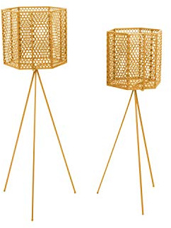 Present Time 2 Cache-Pots sur Pieds en métal Mesh - Jaune