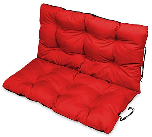 SuperKissen24. Sitzkissen Bankkissen Bankauflage für Gartenbank - 120x50 cm und Rückenlehne 120x60 cm - Outdoor und Indoor - rot