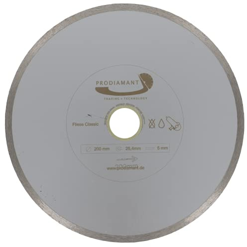PRODIAMANT Prorim Diamant-Trennscheibe 200 mm x 30 mm - Diamantscheibe für Keramik und Fliesen - präziser Schnitt - passend für Nasssäge