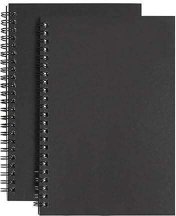 SIYI-XIU 2Pcs Bloc de Notas Espiral A5 Cuaderno Libretas Tapa Blanda Cubierta de Kraft Cuaderno de Estudiante Planificador Perfecto para Viajar 120 Páginas,60 Hojas(Negro)